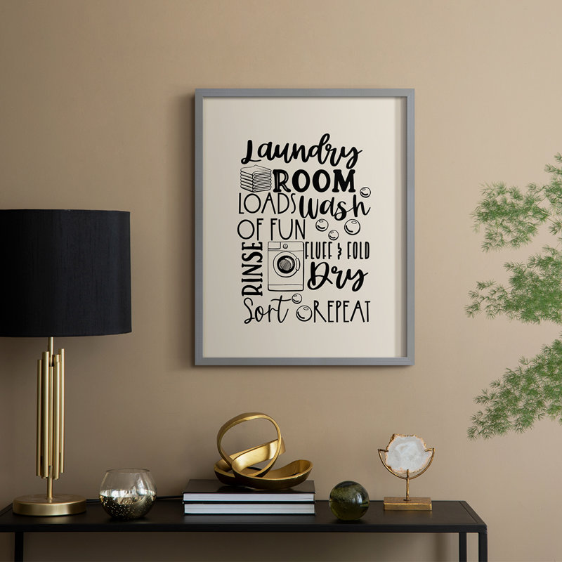Laundry Room Framed Print - Solid Wood, 11" H x 9" W, Gray