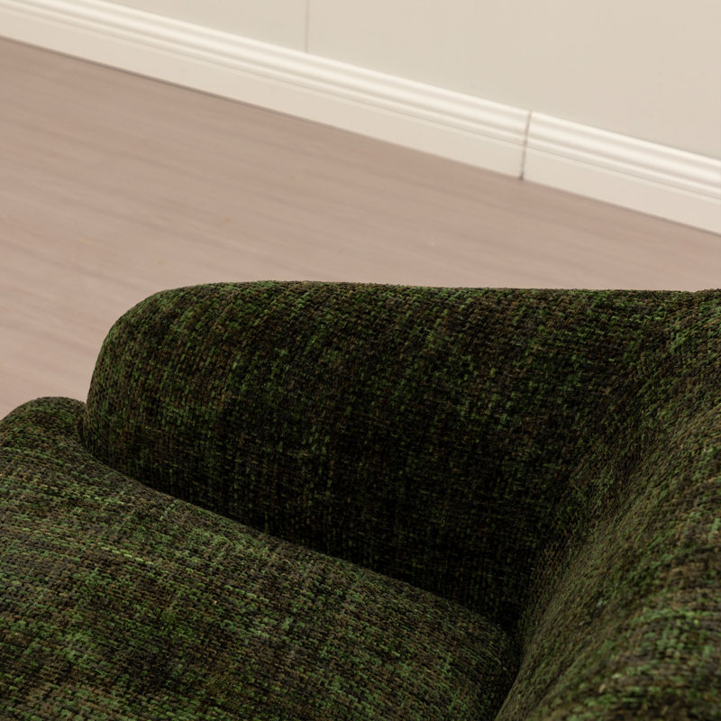 Fauteuil demi-tonneau Broderic, Lin vert