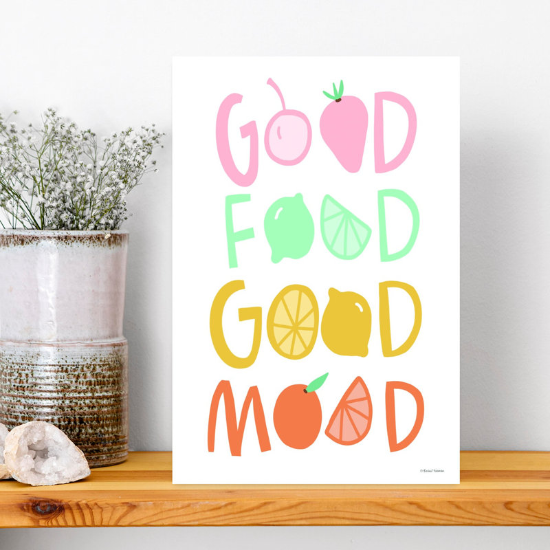 «Good Food Good Mood I», art mural coloré et fantaisiste, H 18 po x l 12 po
