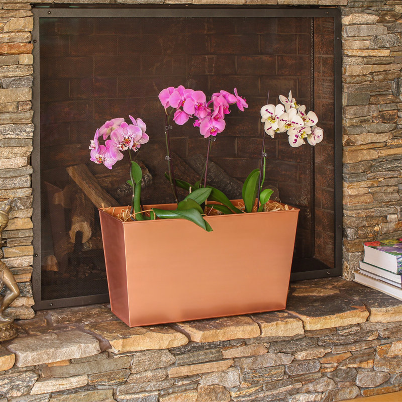 Tall Copper Plated Galvanized Steel Flower Box