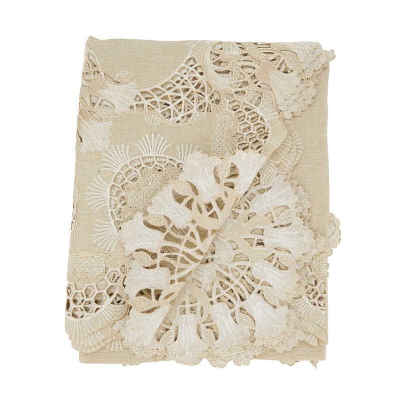 Delicate Embroidery Tablecloth, 104" L x 65" W