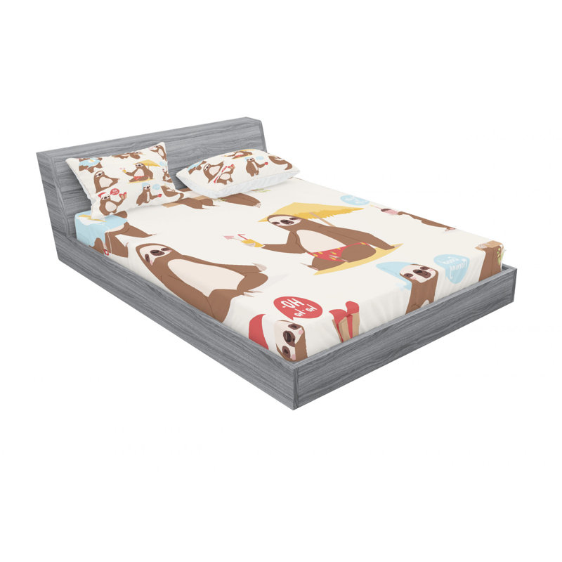 Ensemble de draps à personnages amusants sluggard, Ensemble de draps pour lit double avec un drap-hou