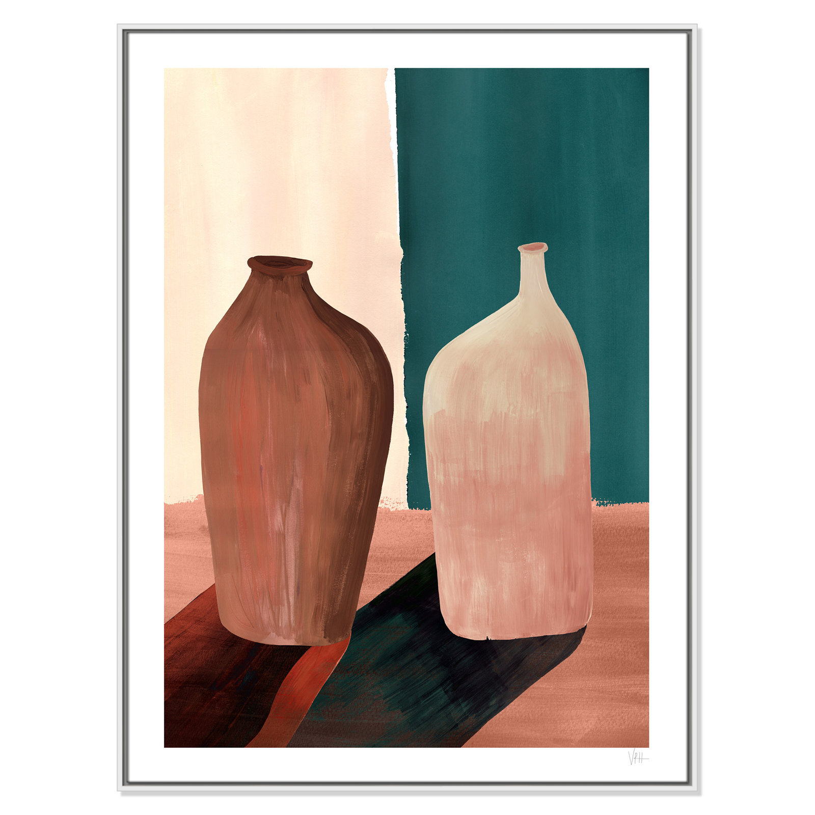 Contrast Pots Print by Violets Print House, 37.5'' W x 49.5'' H, Framed Canvas, White Floater