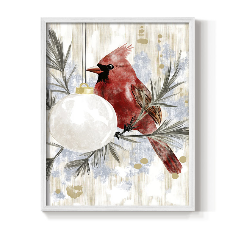 «Christmas Holiday Art DCCDXC III», reproduction d'art encadrée - bois massif, H 30 po x l 24 po, Blanc