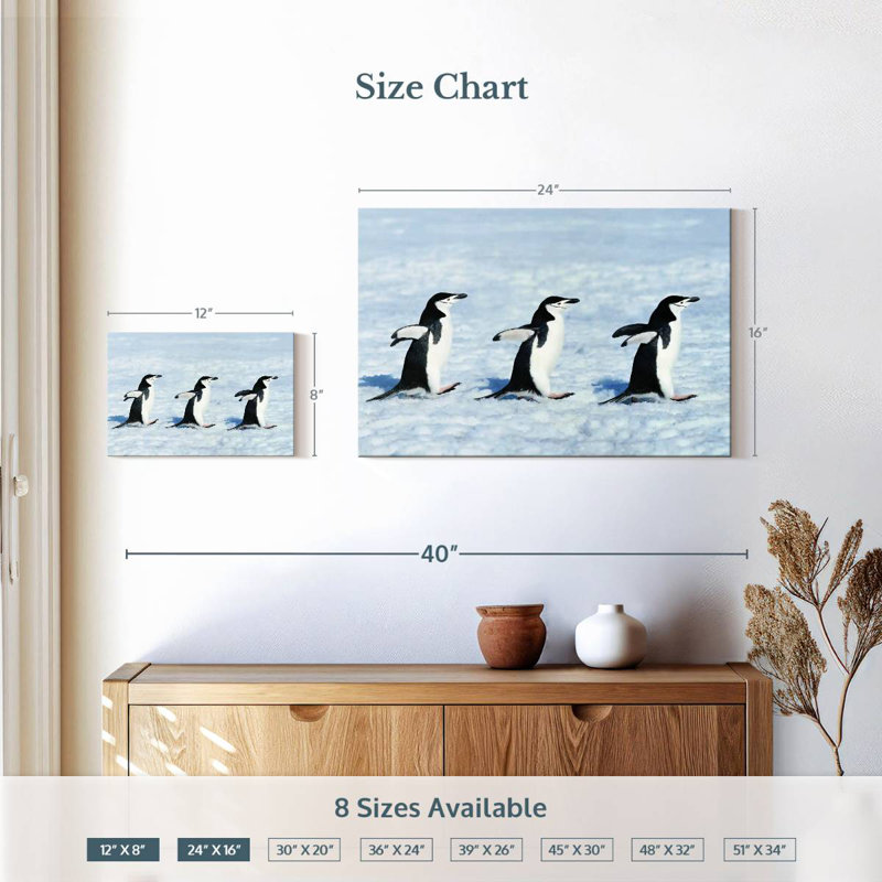 Winter Penguins, 16" H x 24" W