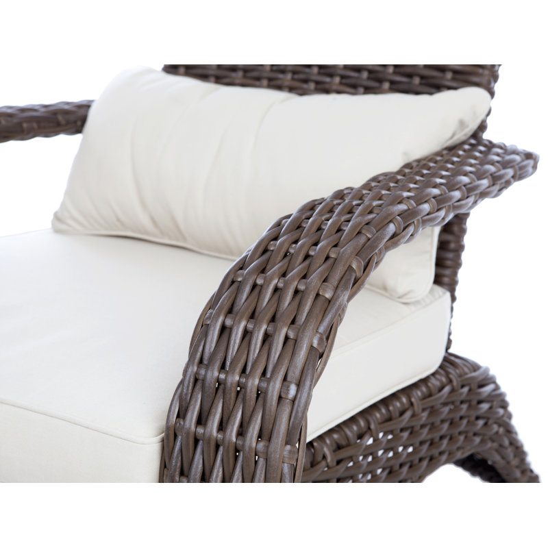Méridienne en osier de style patio Coconino de style Adirondack comprenant un coussin beige épais de 3 po et un coussin lombaire