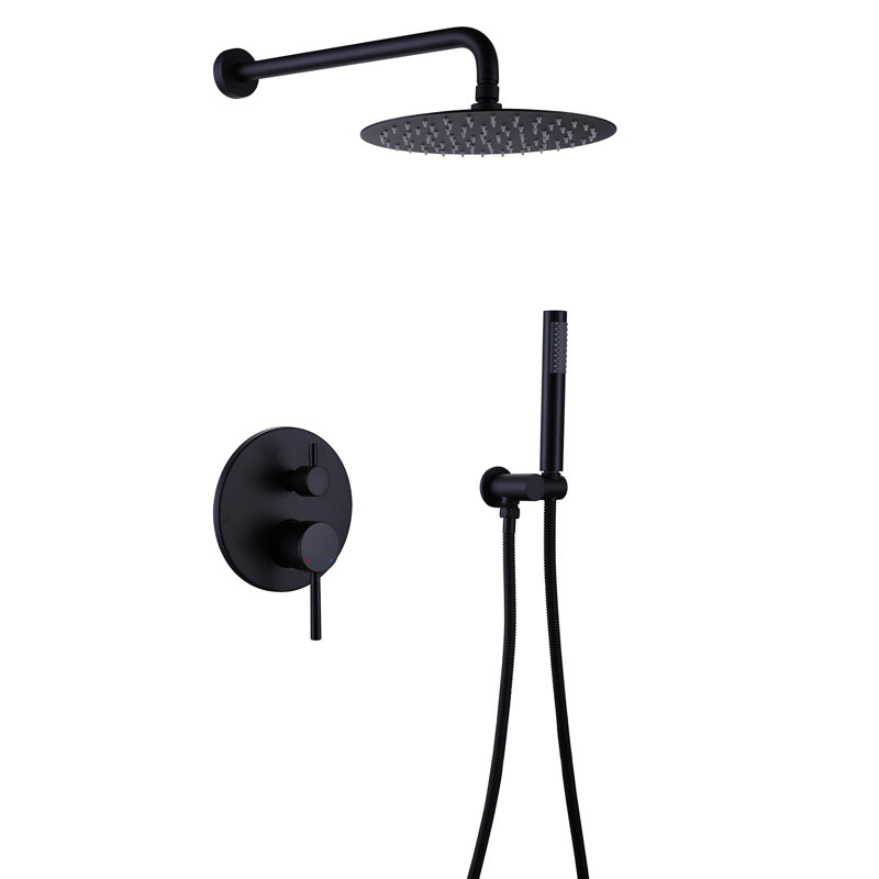 Système de douche mural complet avec valve anti-brûlure à pression équilibrée, Noir mat