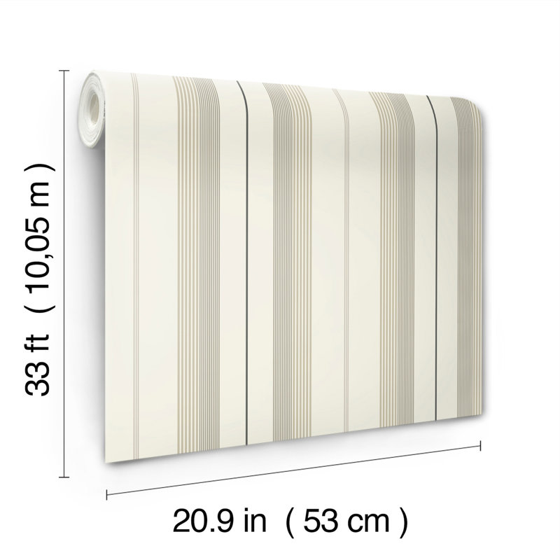 Papier peint à rayures neutre Herrgård, Beige