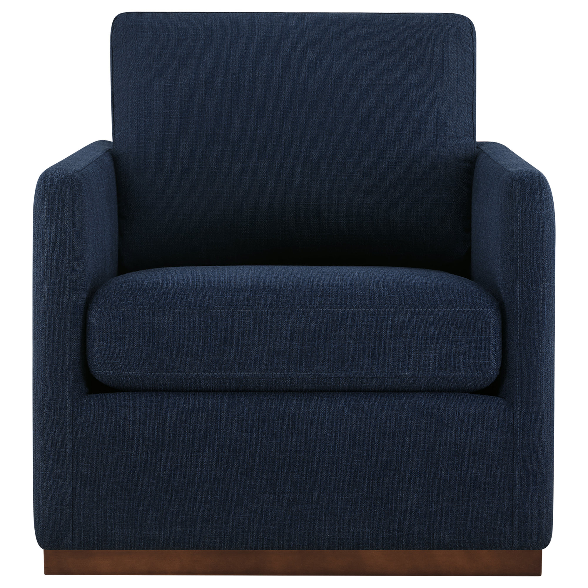 Bobbi Upholstered Swivel Armchair with Reversible Cushions (Set of 2), Flannigan Midnight Performance Weave