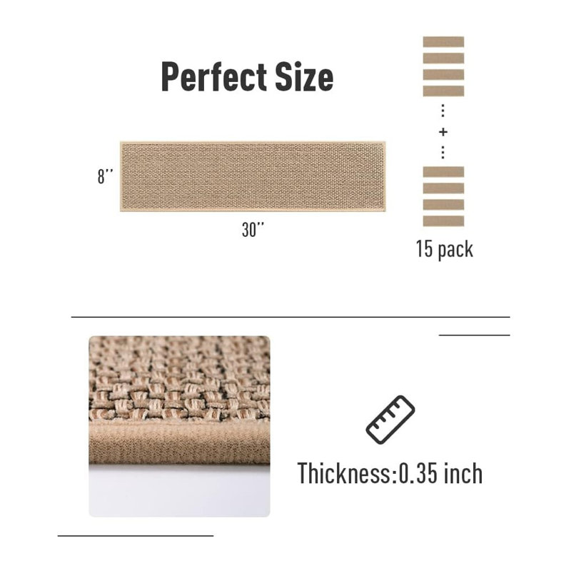Tapis d'escalier antidérapant Bryelle, Beige