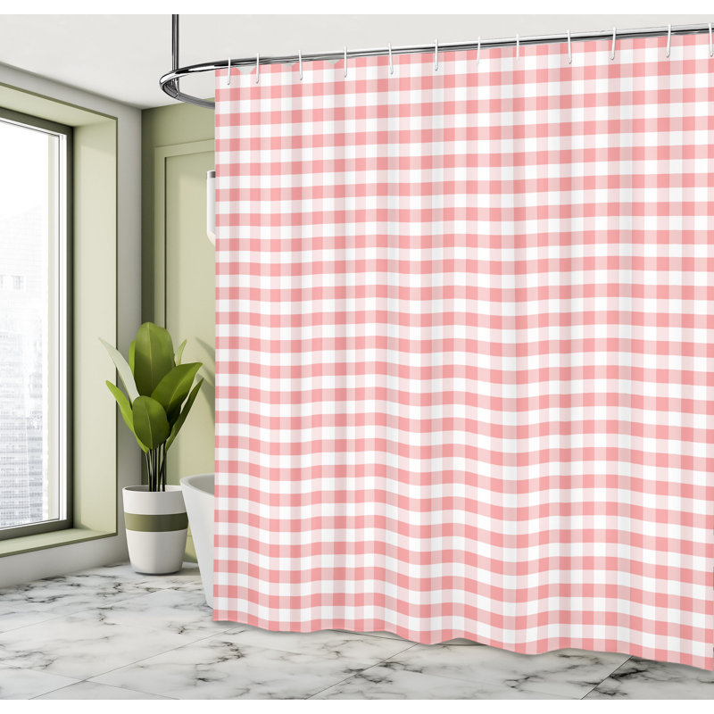 Ensemble de rideau de douche + crochets, H 84 po x l 69 po, Rose pastel