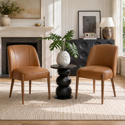 Fauteuil d'appoint 20,5 po en similicuir avec pieds en bois massif