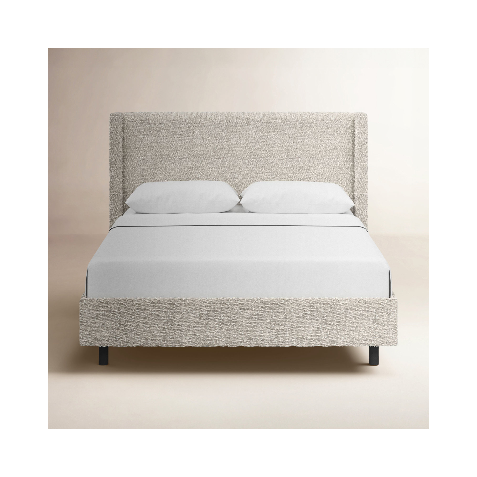 Hanson Upholstered Wingback Platform Bed, Classic Ivory Boucle, King