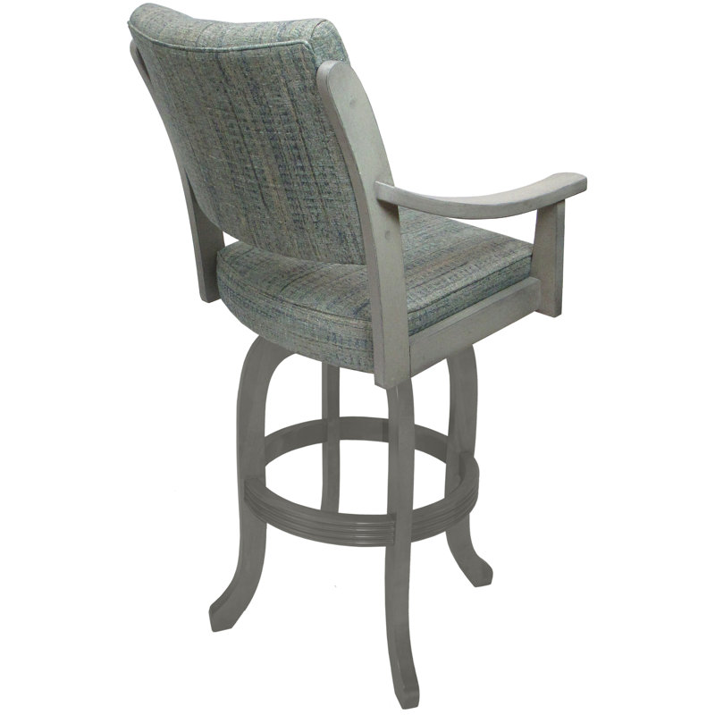 Radmilla Swivel Wood Bar Stool, Bar Stool (26" Seat Height), Watusi Aquatint Seat/ET Frame