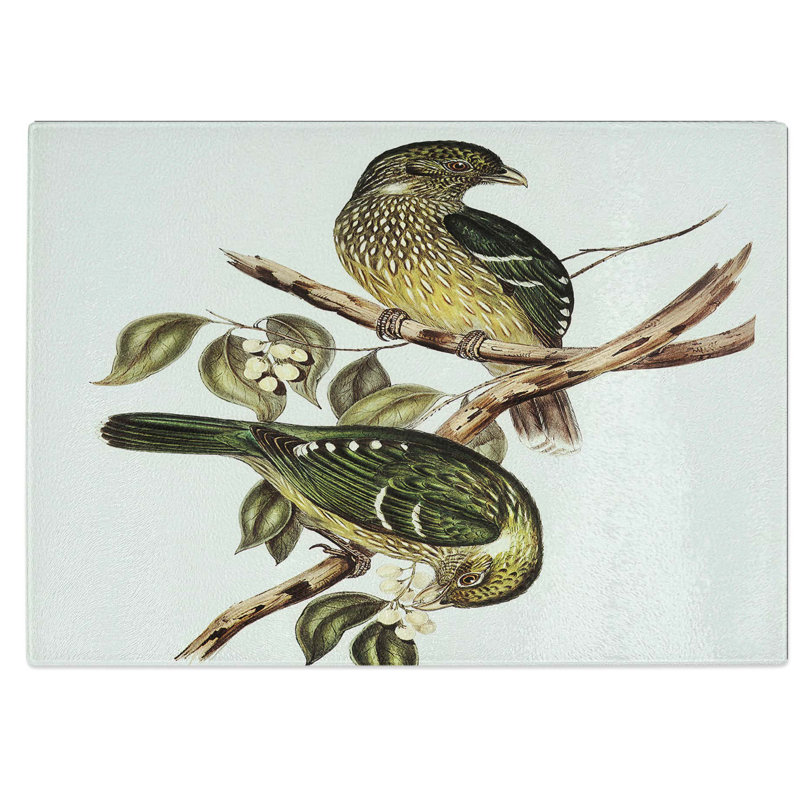 Tempered Glass Cat Birds Chopping Board, 28.5 cm W x 20 cm L