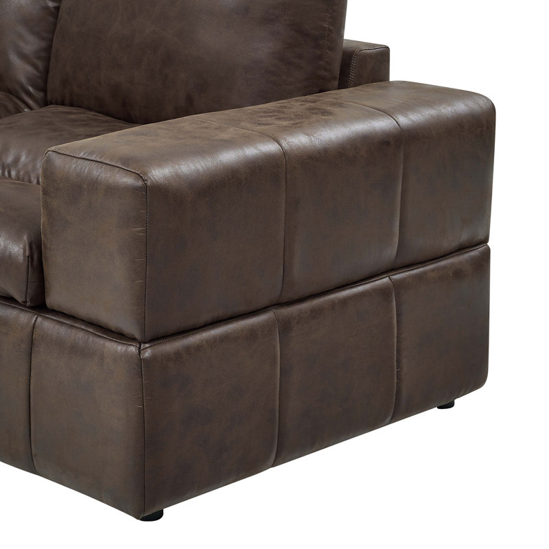 Sorley Upholstered U-Shaped Sectional Reversible, Dark Brown Faux Leather
