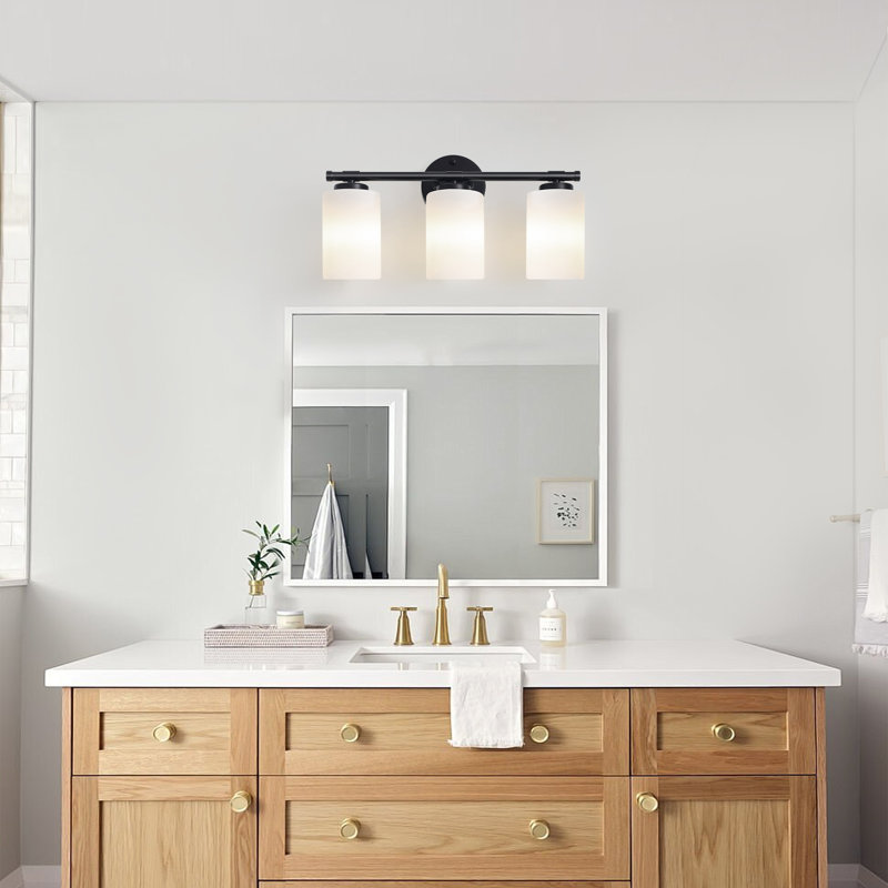 Éclairage de salle de bain 4 lumières à intensité variable Borasisi, Trois lumières, Noir