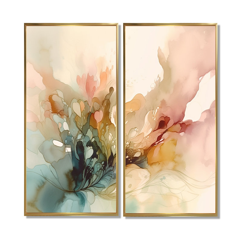 Impressions florales délicates II - art mural traditionnel, 40" H x 40" W, Impression encadrée flottante, Gold