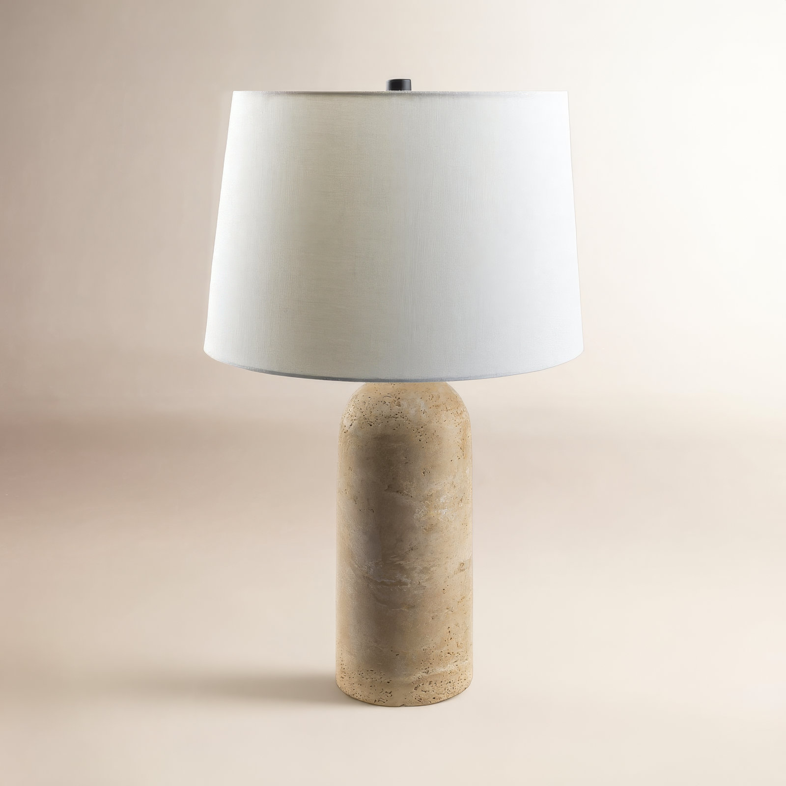 Holderness Travertine Table Lamp, 25" H x 15" W x 15" D