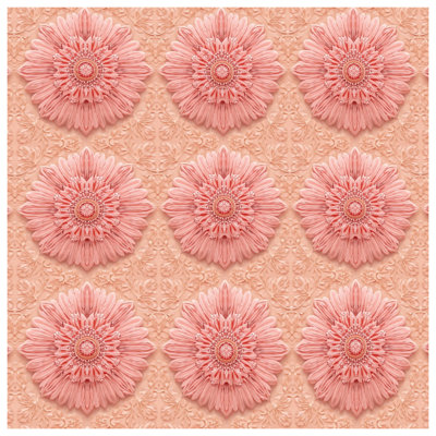 Toile tendue rose avec mandala floral