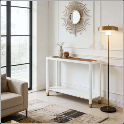 Glass Entryway Table with 2-Tier Metal Structure