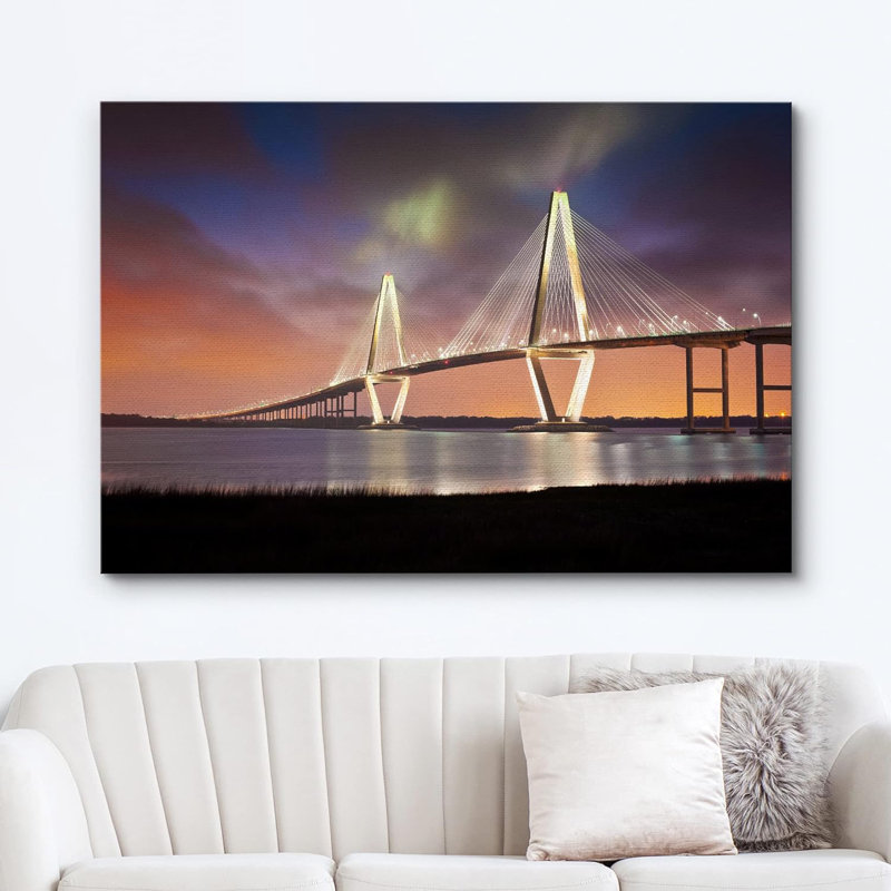 Architecture, bâtiment, Arthur Ravenel, pont Cooper River, Charleston, Caroline du Sud, Toile tendue