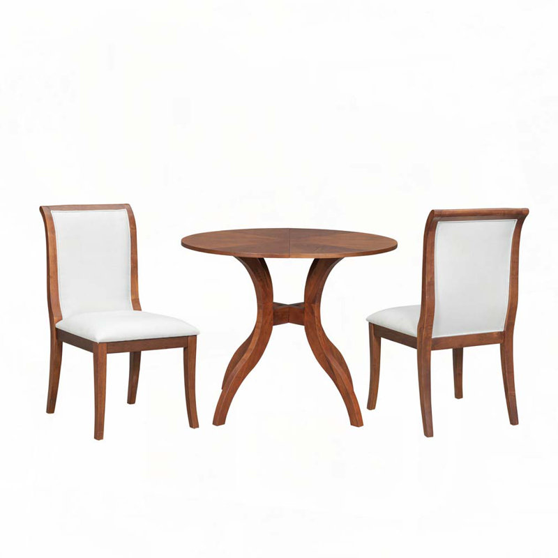 Ensemble de table de salle à manger pour 2 personnes, Noyer/blanc