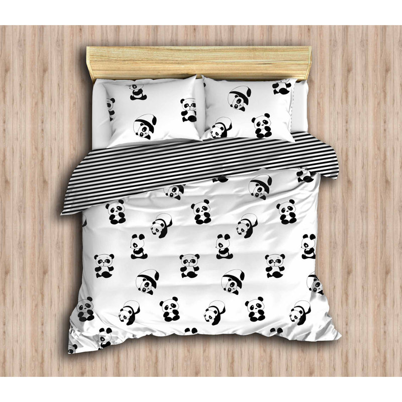 Ensemble de housse de couette double élégant, noir et blanc, 78,7 po x 78,7 po | 65% coton / 35% polyester, 120 fils | Lavable à la machine, enveloppe et fermeture à boutons | Parfait pour les chambres à coucher modernes, doux et durable