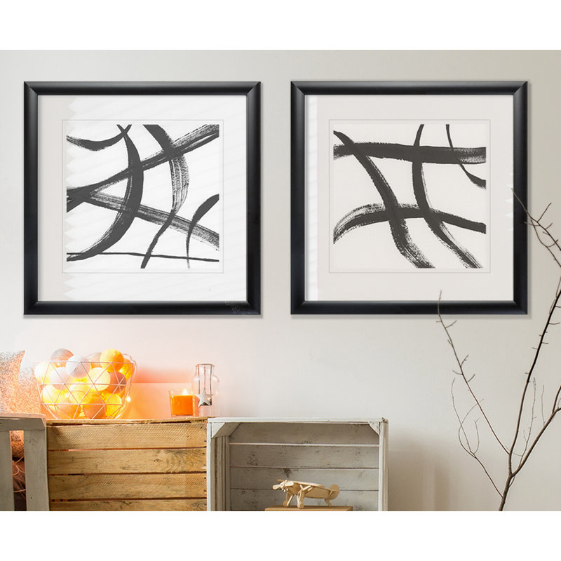 « gestural marks i », ensemble de 2 reproductions de peintures encadrées