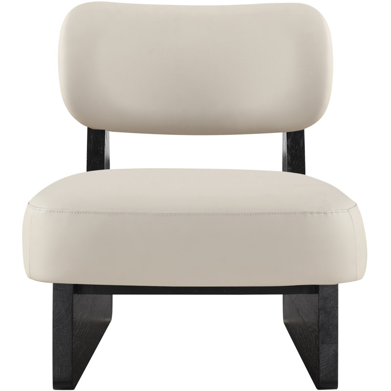 Fauteuil d'appoint en cuir Vetra Lystra, Cuir taupe végétalien, Noir