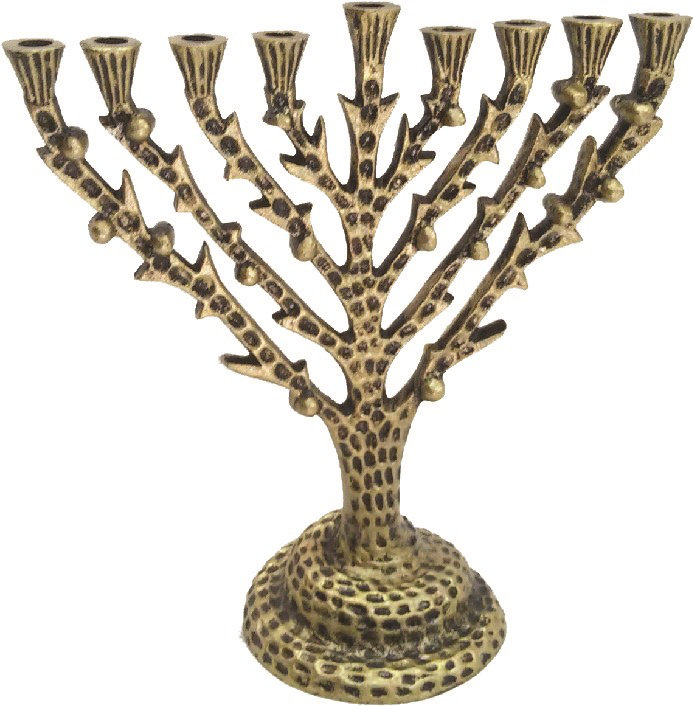 Menora de conception d’arbre tacheté, H 12 po x l 12 po x P 5 po, Argent