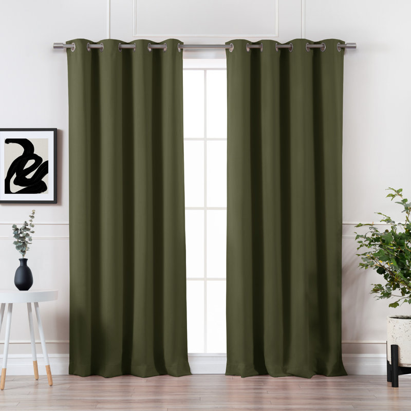 Schaeffer Solid Blackout Thermal Grommet Curtain Panels, 52" W x 84" L, Moss