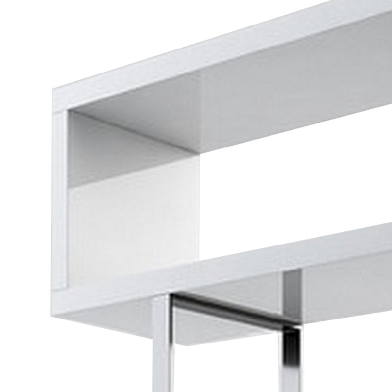 Charlis Geometric Bookcase, White, (4 Shelves) 67" H x 72" W x 16" D