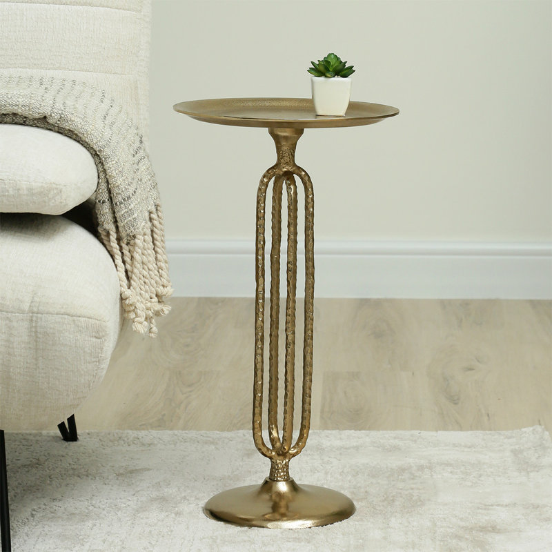 Round Metal End Table for Living Room Furniture, 55cm Tall Sofa Side Table, Accent Table