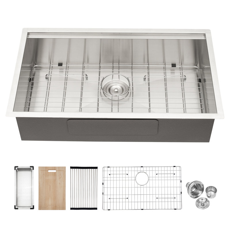 Évier de cuisine encastrable 32 po - évier de cuisine 32 * 19 * 9 pouces à simple cuve encastrable en acier inoxydable calibre 16
