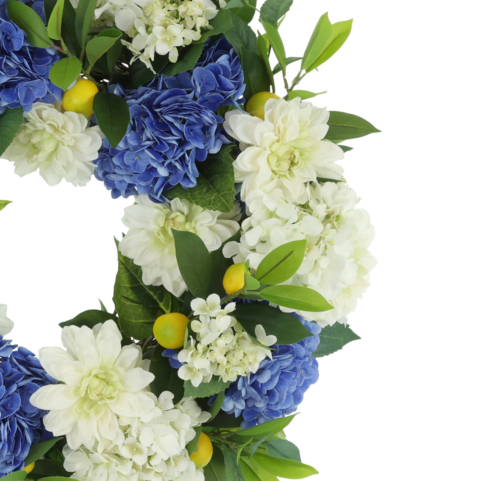 24" Spring Wreath with Dahlias, Hydrangeas and Lemons