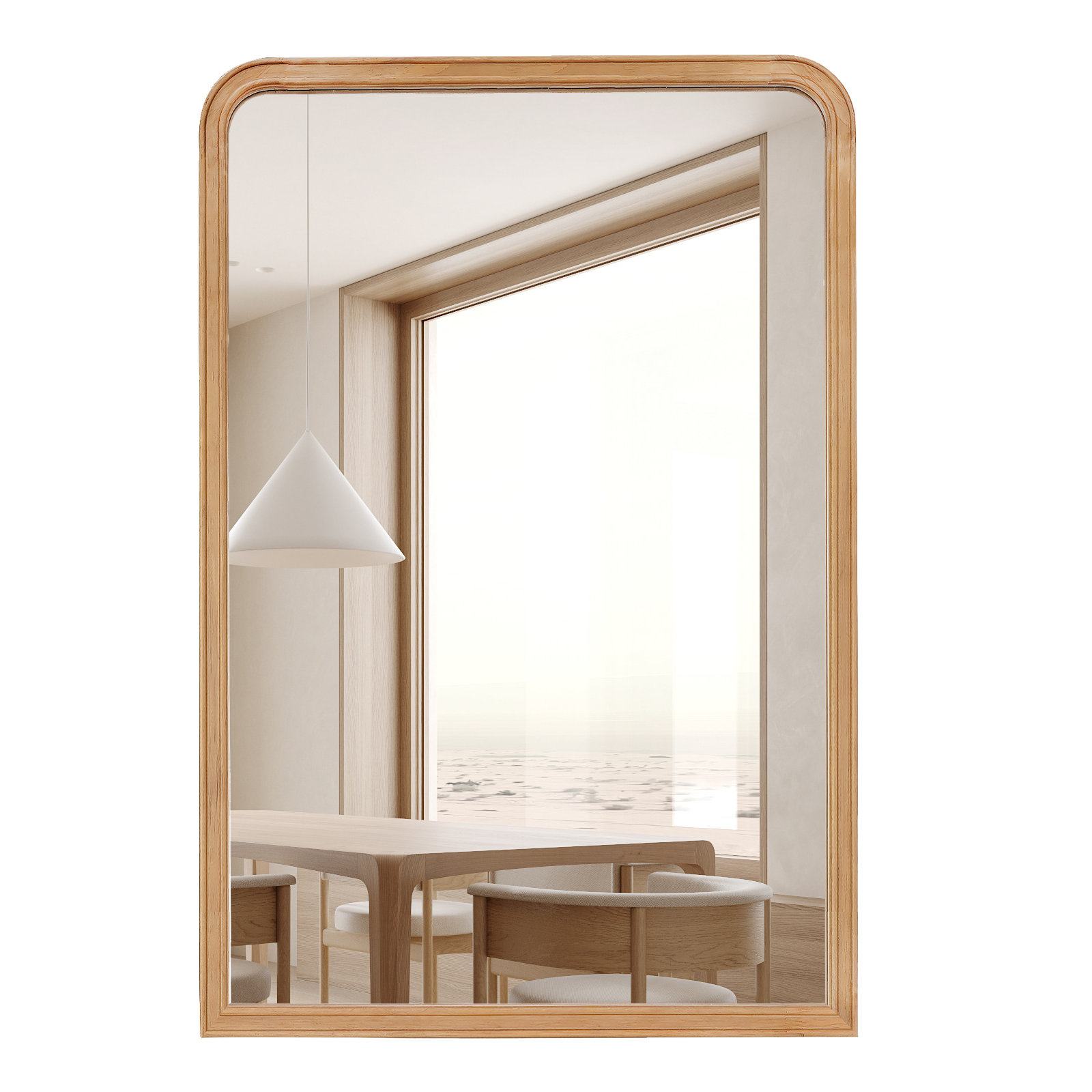 Ancell Solid Wood Mirror, 36" x 24", Natural Wood