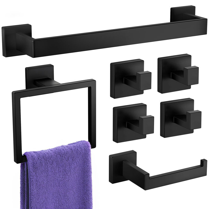Towel Racks For Bathroom, Stainless Steel Bathroom Accessory Set, Noir mat
