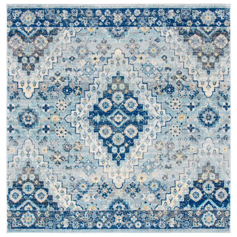 Tapis oriental gris / crème Christa, Carré 6 pi 7 po