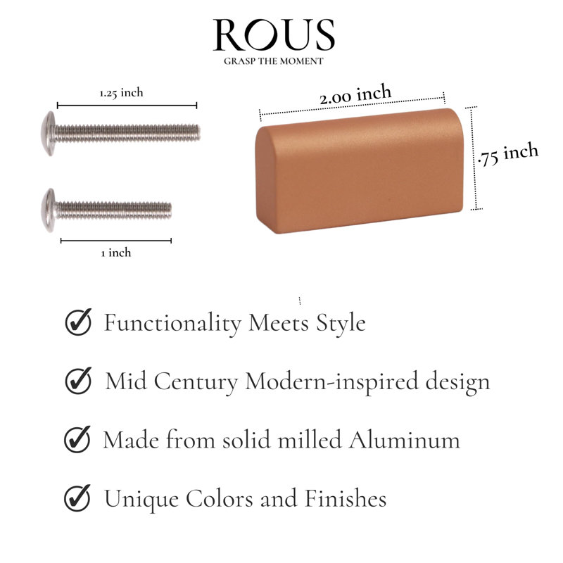 2" Length Geometric Knob, Copper (Brown)
