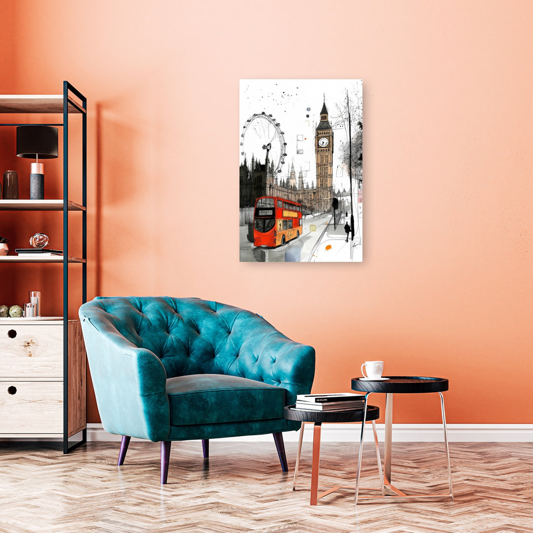 Big Ben London Bus Abstract Contemporary Architecture City Wall Art Print