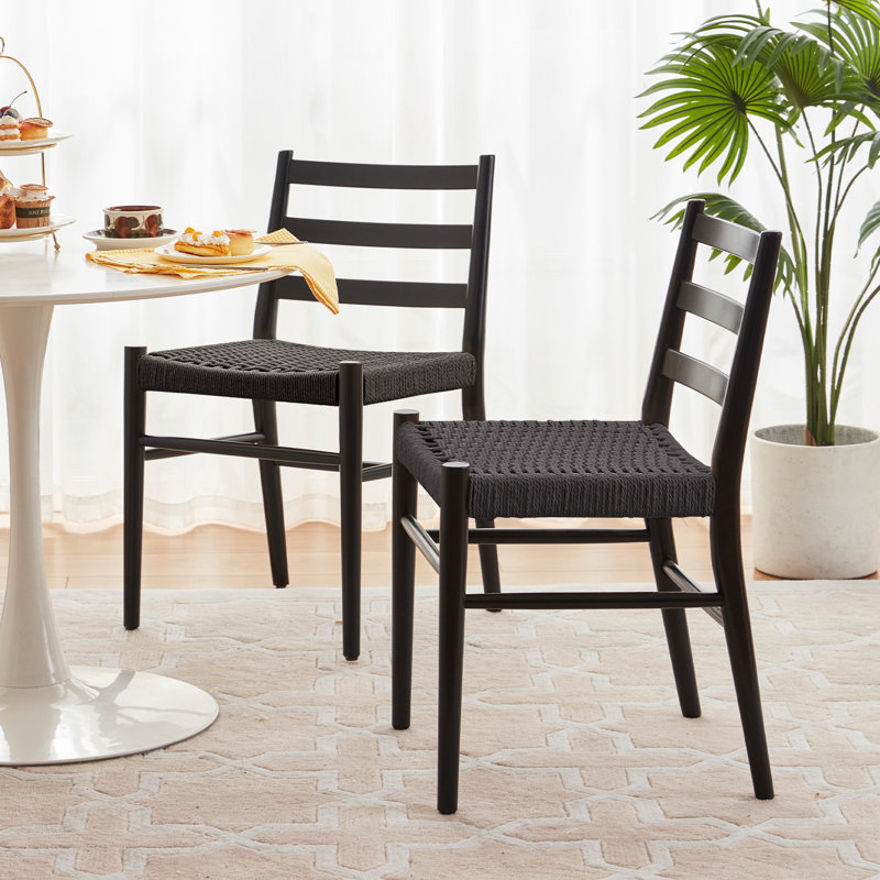 Atyanna 18.5'' H Upholstered Beech Side Chair, Black/Black
