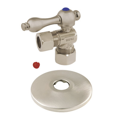 Kingston Brass 5/8-Inch OD Comp x 1/2-Inch OD Comp Quarter-Turn Angle Stop Valve with Flange