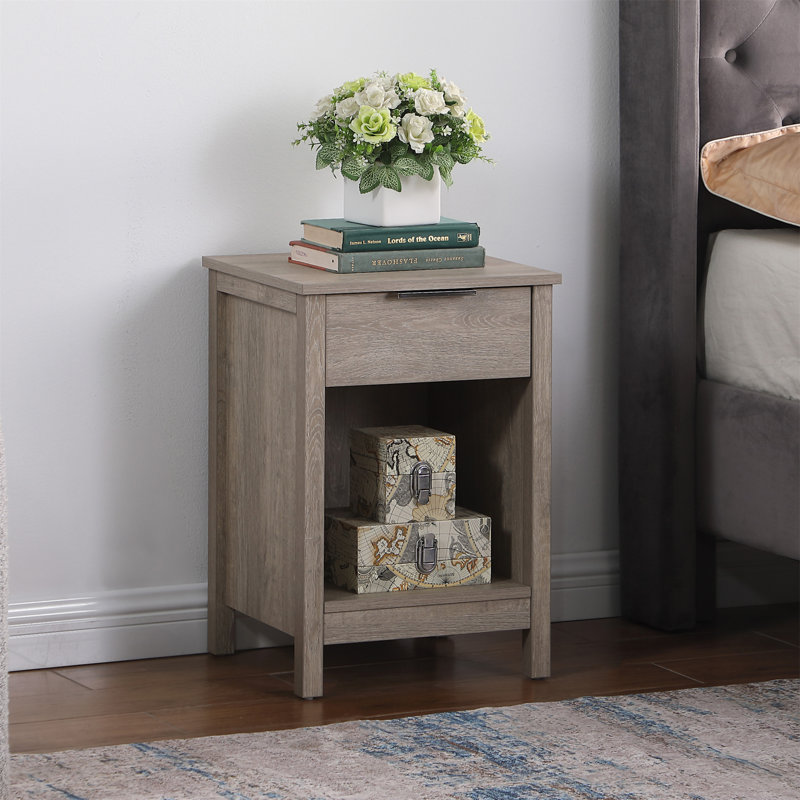 Table de chevet avec tiroir, Gris