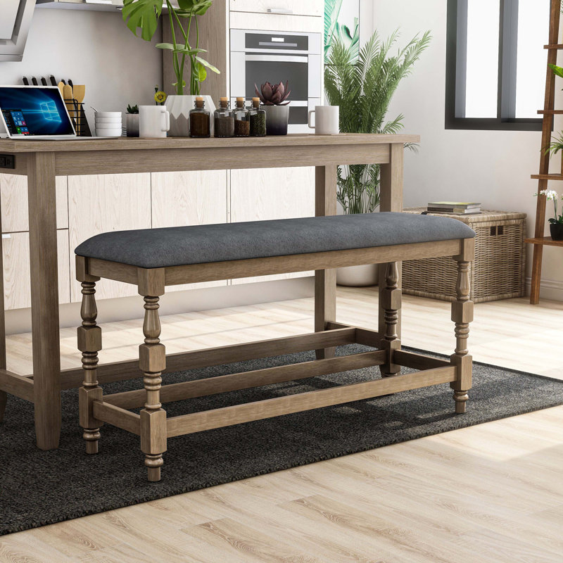 Holtzclaw Counter Height Bench, Brown, Dark Gray
