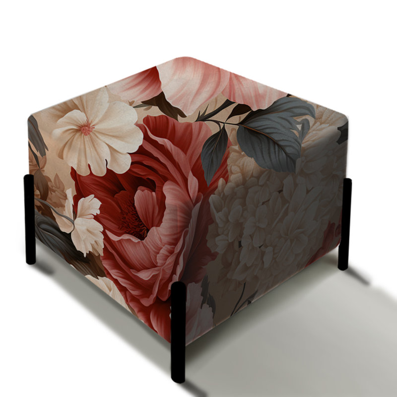 Repose-pieds carré damassé Timeless Pink Peony Garden Serenity