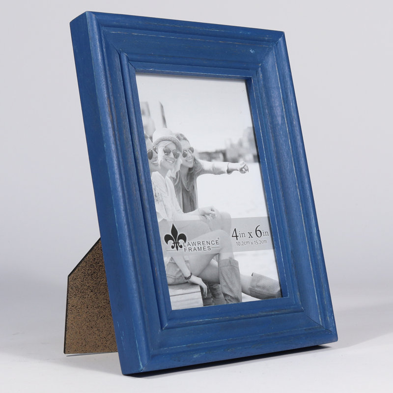 Cadre photo en bois Montesano, 4 po x 6 po, Bleu marine patiné