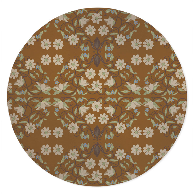 Millie Soft Step Outdoor Area Rug, Round 5', Brown