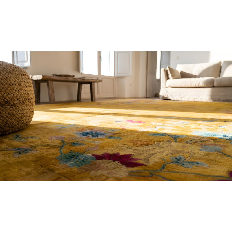 Antique Chinese - Art Deco Yellow 1930s Rug