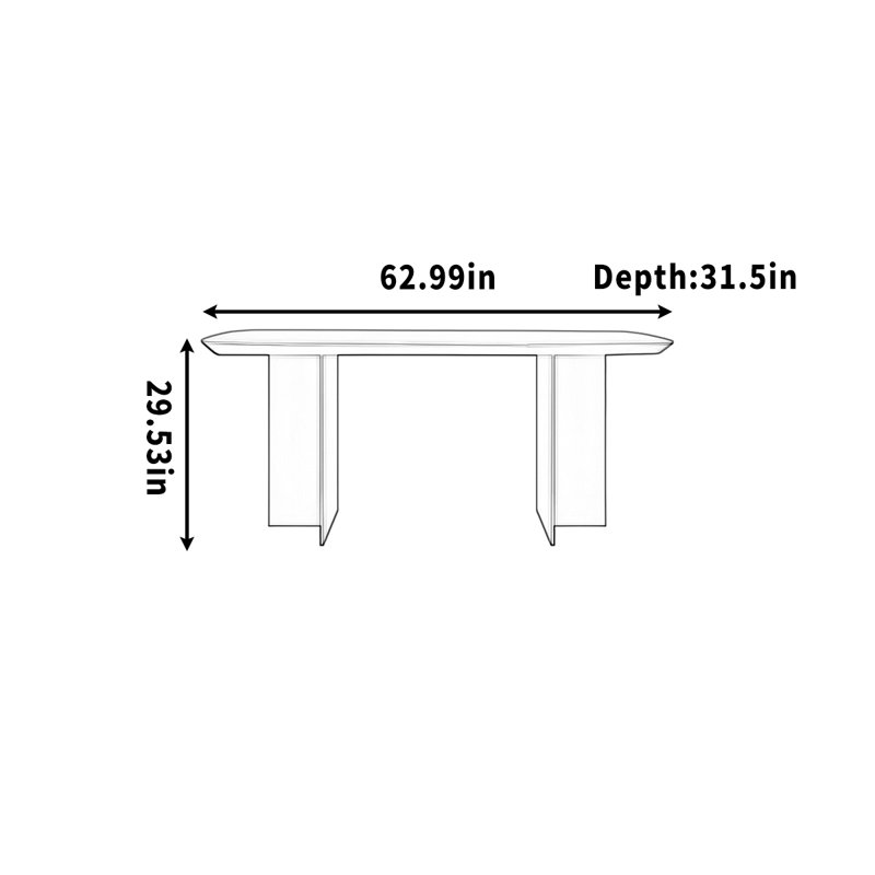 Pieds en acrylique pour le bureau, simples et rectangulaires, H 29,53 po x l 62,99 po x P 31,5 po, Brun